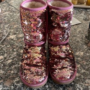 UGG pink sparkle flip boots